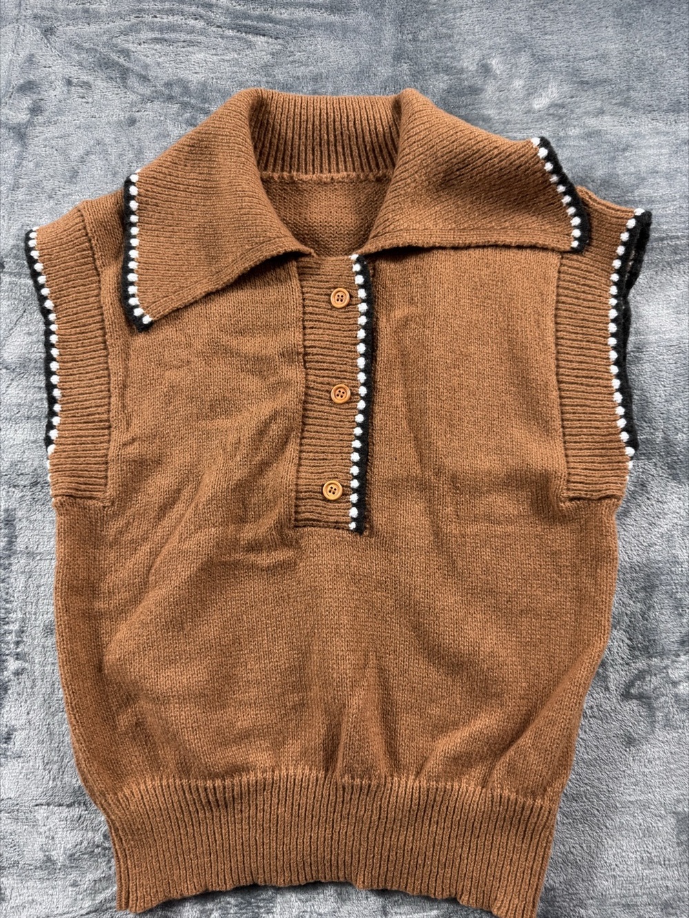 Brown Trim Sweater Vest Size XS Like New